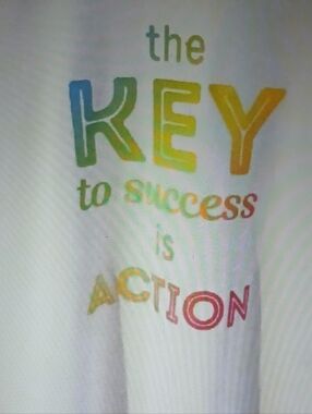 White Graphic Tee - 'The Key to Success is Action'